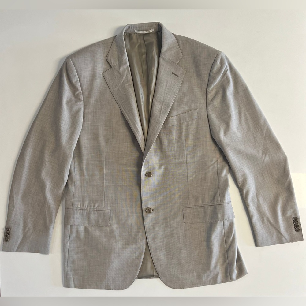 *Canali Beige 100% Wool Long Sport Coat Size 52